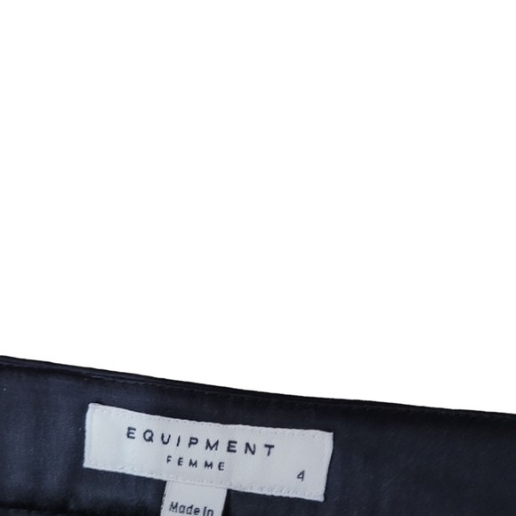 Equipment Femme Burcet Satin Stripe Black Wool Trouser Pants - Picture 5 of 7